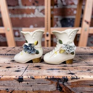 Vintage Hand Painted Porcelain Boots
